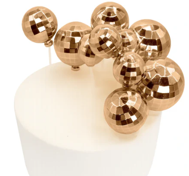 Iconic Cake Art Rose Gold Disco Ball Topper Set 12pc