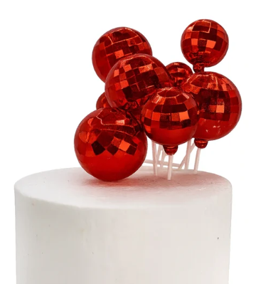 Iconic Cake Art Red Disco Balls 12pc