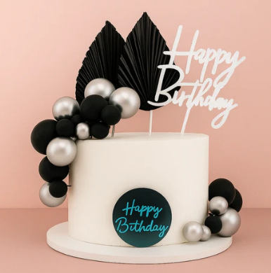Iconic Cake Art Black And Silver Topper Set