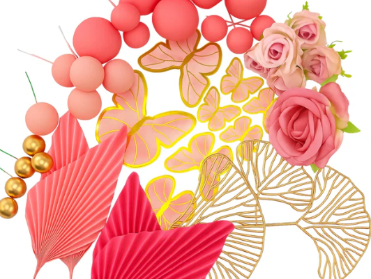 Iconic Cake Art Pink Floral Butterfly Topper Set