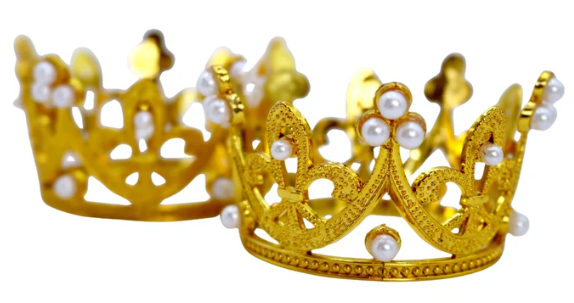 Iconic Cake Art Gold Crown Toppers 2pk 5cm
