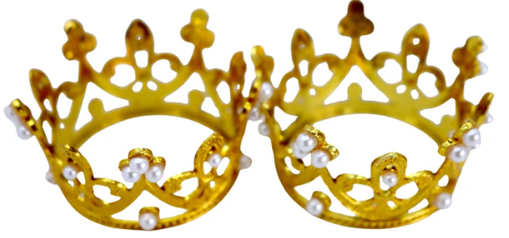 Iconic Cake Art Gold Crown Toppers 2pk 5cm