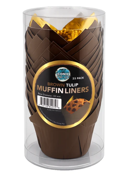 Iconic Cake Art 25pk Brown Tulip Baking Cups