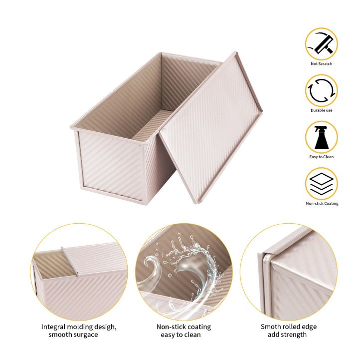 Chefmade Corrugated Loaf Pan With Cover 1kg - 34cm
