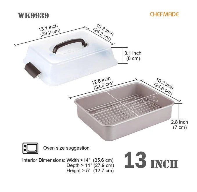 Chefmade Cook & Carry Bake Pan With Lid - 33.5x26.2cm