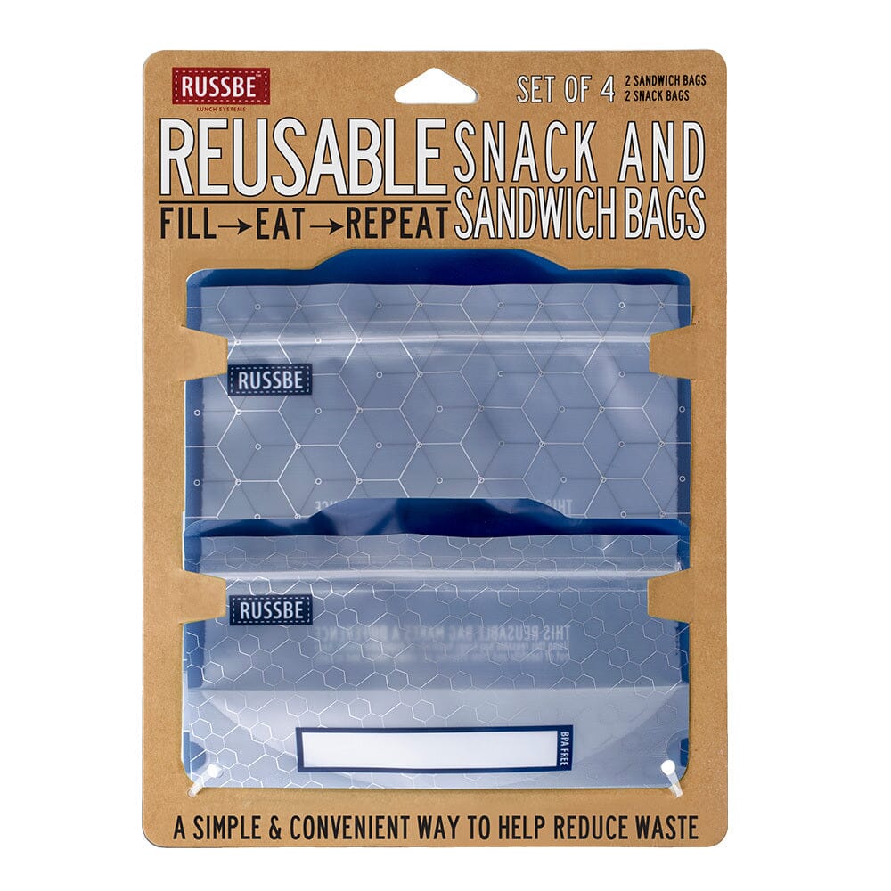 Snack/sandwich Bags Set Of 4 - Metal Hexagrid Food Wrap Storage The Cooks Kitchen 