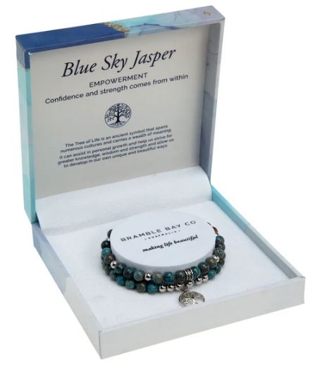 Tree Of Life Duo Bracelet Set - Blue Sky Jasper Rhodium