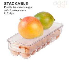 Oggi Stackable Covered Egg Holder 14 Egg Tray Cheese & Egg Storage The Cooks Kitchen 