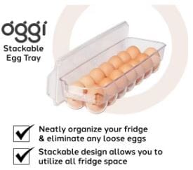 Oggi Stackable Covered Egg Holder 14 Egg Tray Cheese & Egg Storage The Cooks Kitchen 