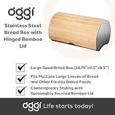 Oggi S/s Bread Bin W/ Bamboo Lid - Black Bread & Butter Storage The Cooks Kitchen 