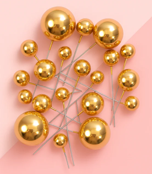 Iconic Cake Art Metallallic Gold Ball Topper 20pc