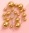 Iconic Cake Art Metallallic Gold Ball Topper 20pc