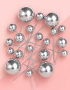 Iconic Cake Art Metallic Silver Ball Topper 20pk