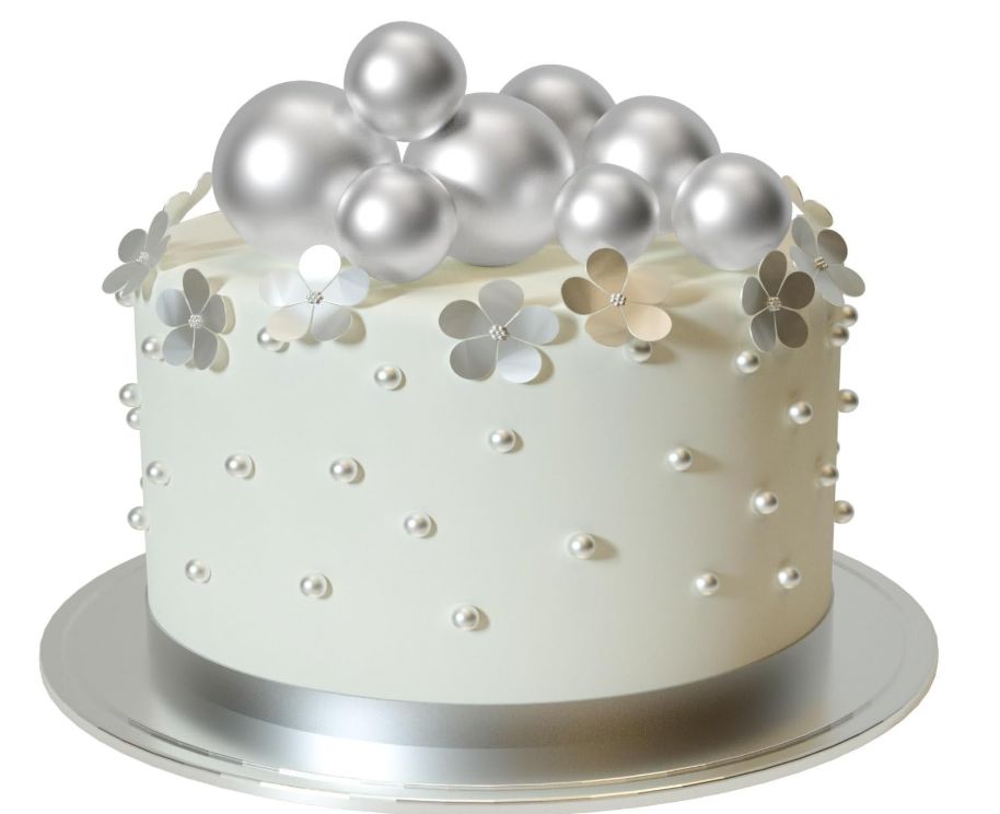 Iconic Cake Art Metallic Silver Ball Topper 20pk Cake Toppers The Cooks Kitchen 