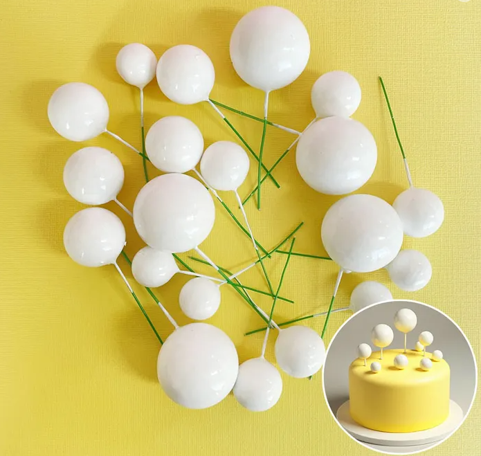 Iconic Cake Art White Ball Topper 20pc
