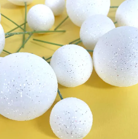 Iconic Cake Art Glitter White Ball Topper 20pc