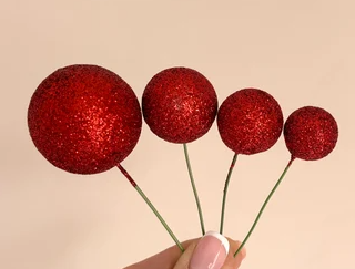 Iconic Cake Art Glitter Red Ball Topper 20pc