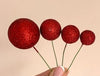 Iconic Cake Art Glitter Red Ball Topper 20pc