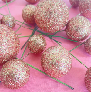 Iconic Cake Art Glitter Rose Gold Ball Topper 20pc