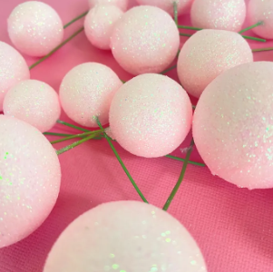 Iconic Cake Art Glitter Pink Ball Topper 20pc