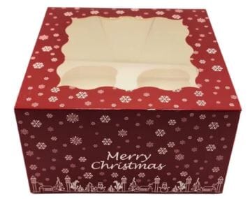 Christmas 4 Cupcake Box 4" Deep Iconic Cake Art Boards & Boxes & Packaging The Cooks Kitchen 