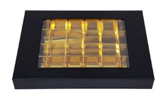 Black & Gold Luxury Chocolate Box - 3cm Deep, Holds 24 Boards & Boxes & Packaging The Cooks Kitchen 
