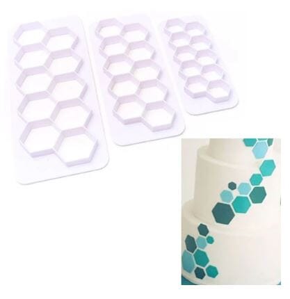 Hexagon Pattern Impression Cutter Set 3pc Fondant Cutters The Cooks Kitchen 