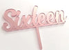 Cake Craft Number Sixteen Rose Gold Mirror Acrylic Cake Topper