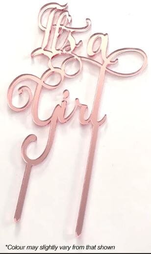Cake Craft It's A Girl Rose Gold Mirror Acrylic Cake Topper Cake Toppers The Cooks Kitchen 