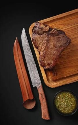 Tramontina Churrasco Nomade 25cm Butcher Knife With Wood Handle And Vegan Leather Pouch Butchers The Cooks Kitchen 