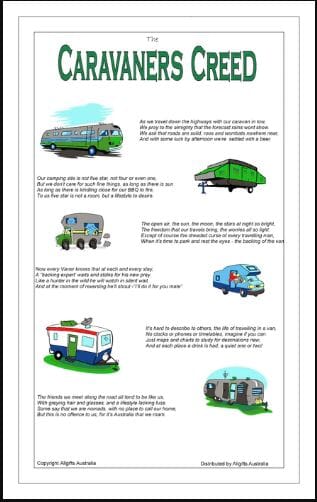 Allgifts Australia Tea Towels - Caravanners Creed Tea Towels The Cooks Kitchen 