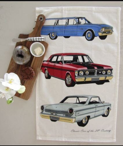 Allgifts Australia Tea Towels - Classic Cars Falcon Tea Towels The Cooks Kitchen 