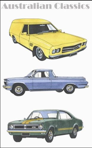 Allgifts Australia Tea Towel - Classic Cars Holden Tea Towels The Cooks Kitchen 