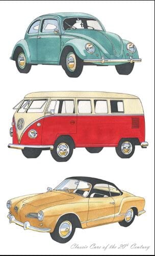 Allgifts Tea Towels - Classic Cars Vw Tea Towels The Cooks Kitchen 