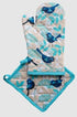 Allgifts Australia Oven Glove & Pot Holder - Blue Wren Mitts & Gloves The Cooks Kitchen 