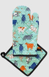 Allgifts Australia Oven Glove & Pot Holder - Colourful Cats