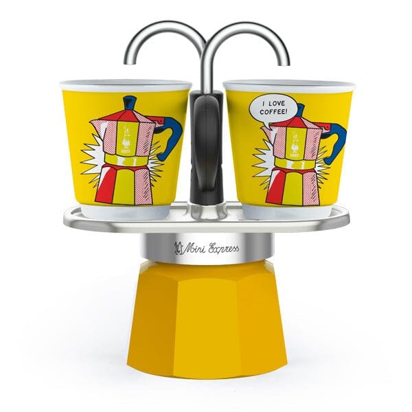Bialetti Set Mini Express "r" Lichtenstein Coffeemaker - Aluminium Plus 2 Cups