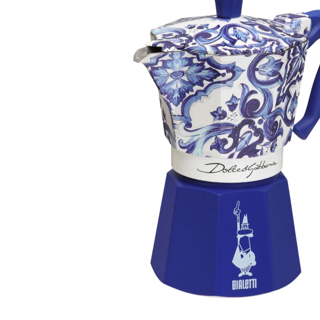 Bialetti Blue Meditteranean Dolce & Gabbana 6-cup Moka Stovetop Coffee Maker - Open Blue (not Induction)