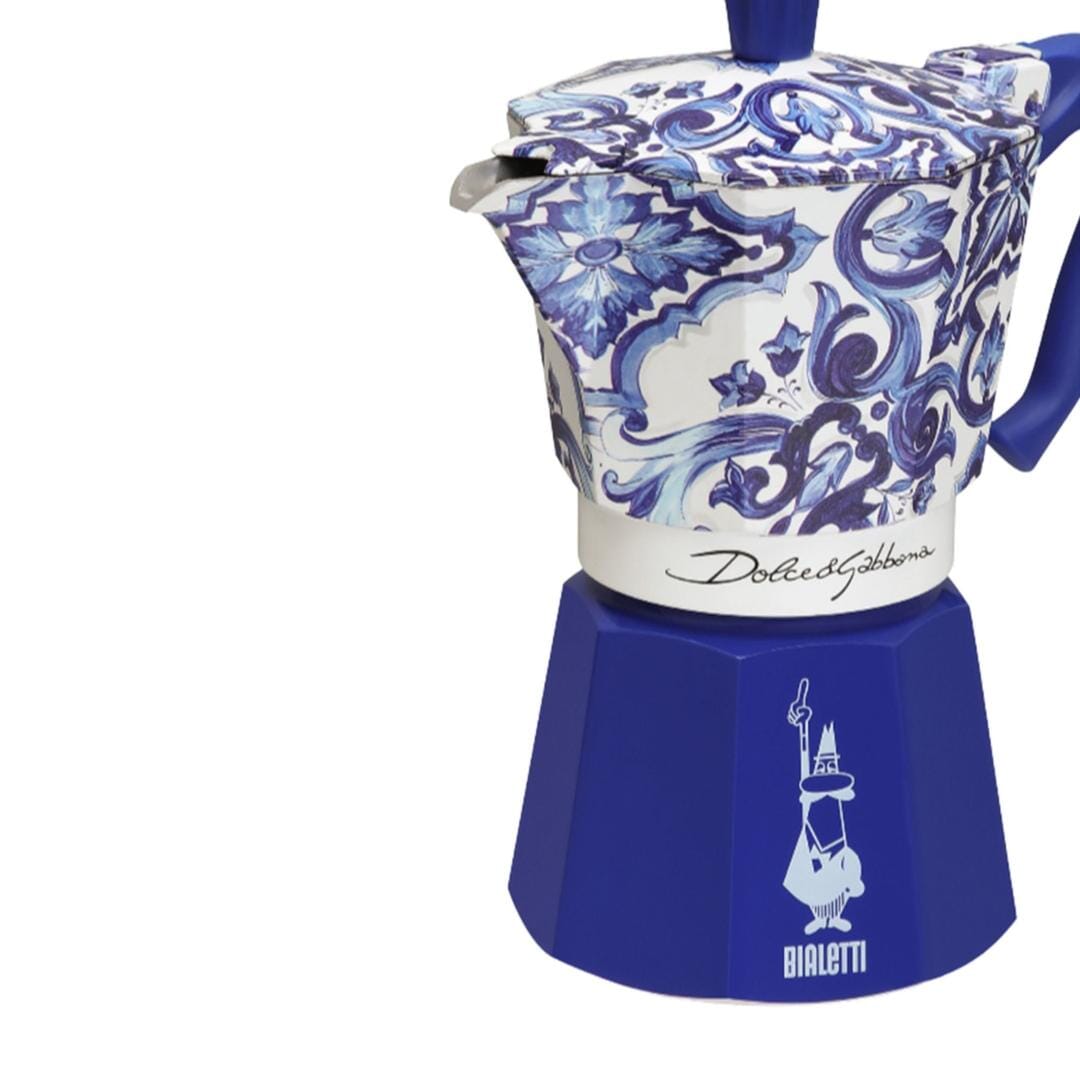 Bialetti Blue Meditteranean Dolce & Gabbana 6-cup Moka Stovetop Coffee Maker - Open Blue (not Induction) Stovetop Espresso Makers The Cooks Kitchen 