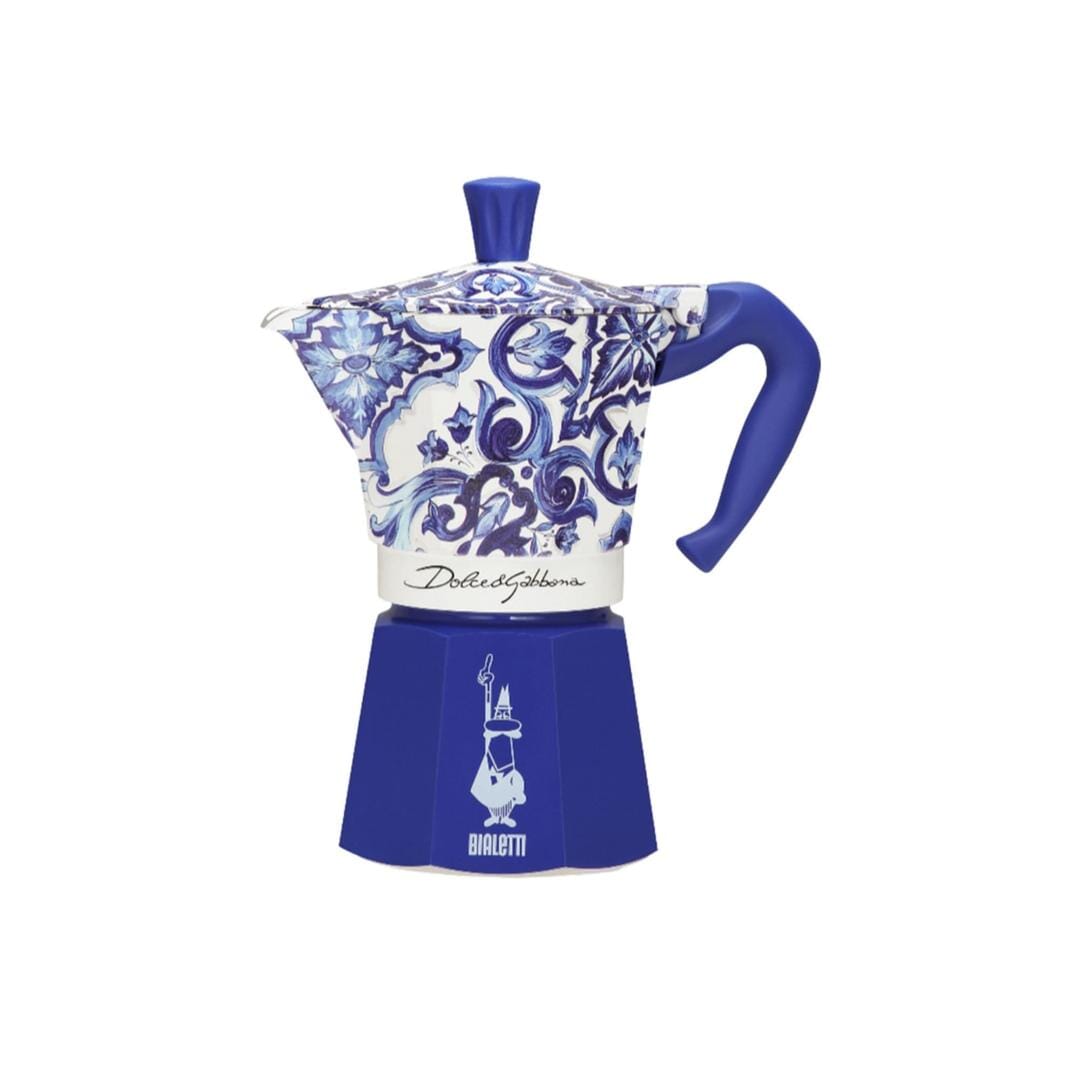 Bialetti Blue Meditteranean Dolce & Gabbana 6-cup Moka Stovetop Coffee Maker - Open Blue (not Induction) Stovetop Espresso Makers The Cooks Kitchen 