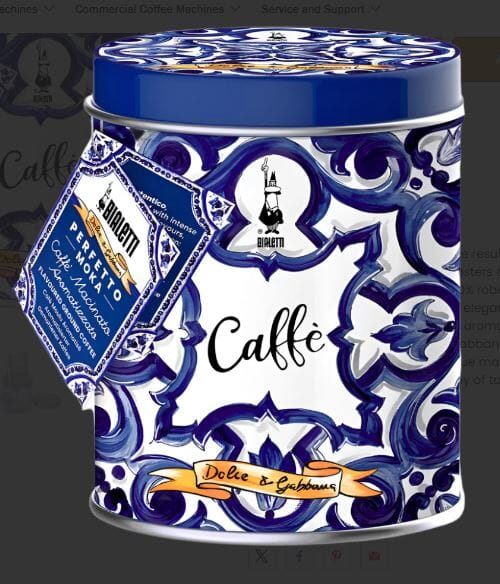 Bialetti Dolce&gabbana Gift Tin Plus Perfetto Moka Irresistible - Blue Coffee Storage The Cooks Kitchen 