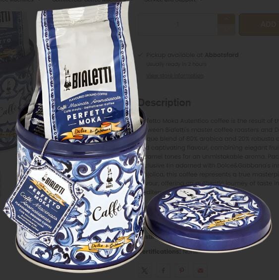 Bialetti Dolce&gabbana Gift Tin Plus Perfetto Moka Irresistible - Blue Coffee Storage The Cooks Kitchen 