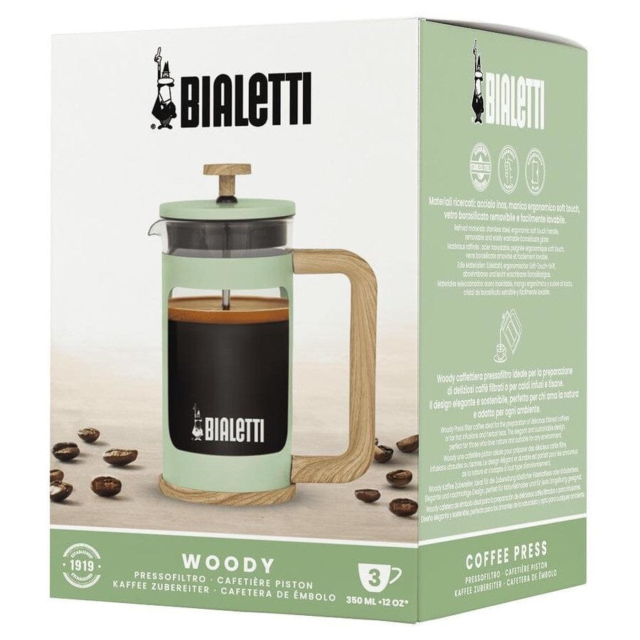 Bialetti Woody Coffee Press - Green 350ml Glass Coffee Plungers The Cooks Kitchen 
