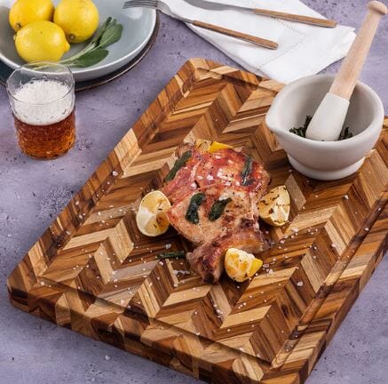Teakhaus Herringbone Rectangle Board - 46x36x2.5cm Chopping Boards & Surface Savers The Cooks Kitchen 