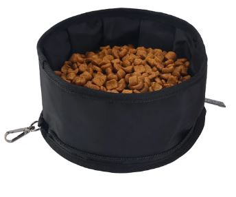 Sachi Pupbowl Portable Folding Dog Bowl - Black