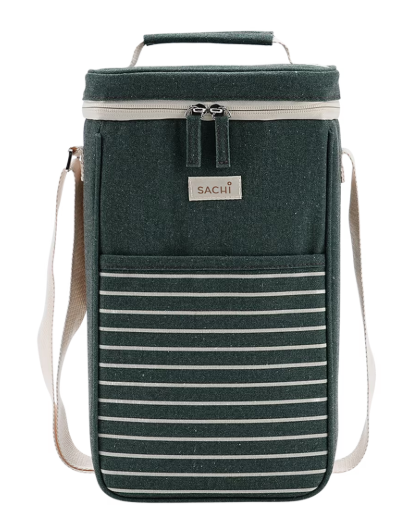 Sachi Tow Bottle Insulated Wine Cooler Dark Green