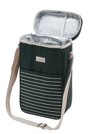Sachi Tow Bottle Insulated Wine Cooler Dark Green