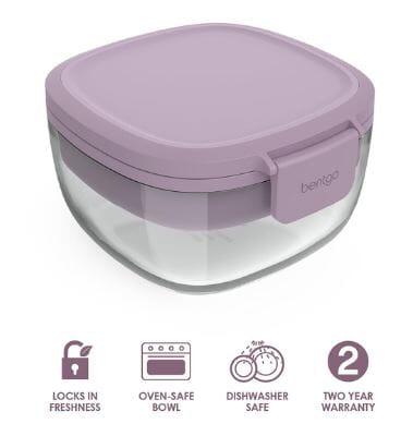 Bentgo Glass Leak-proof Salad Container, Lavender Lunch Boxes The Cooks Kitchen 