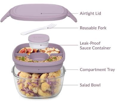 Bentgo Glass Leak-proof Salad Container, Lavender Lunch Boxes The Cooks Kitchen 