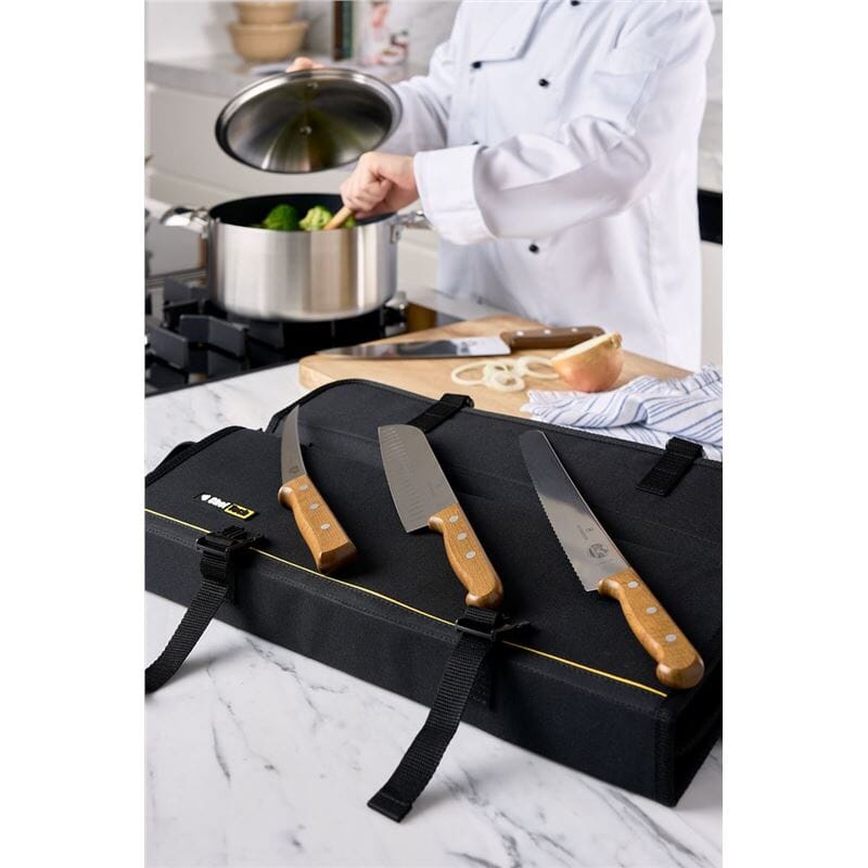 Cheftech Knife Roll 10 Pockets - Black Bags & Rolls The Cooks Kitchen 